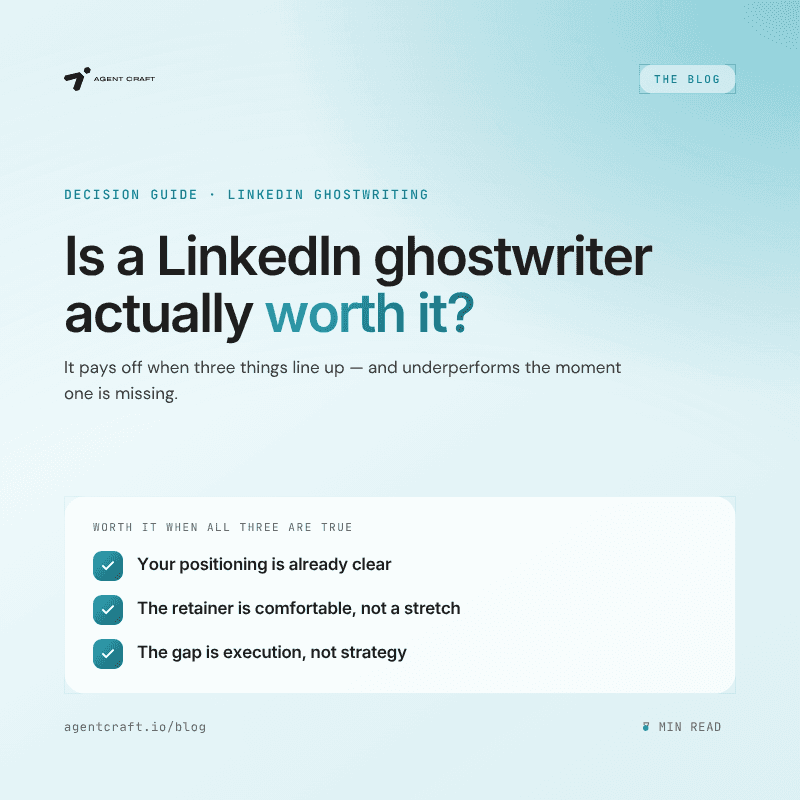 Is a LinkedIn Ghostwriter Worth It? The Honest Math for 2026