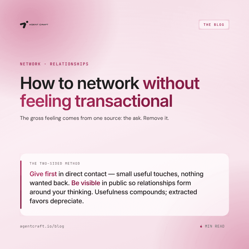How to Network Without Feeling Transactional
